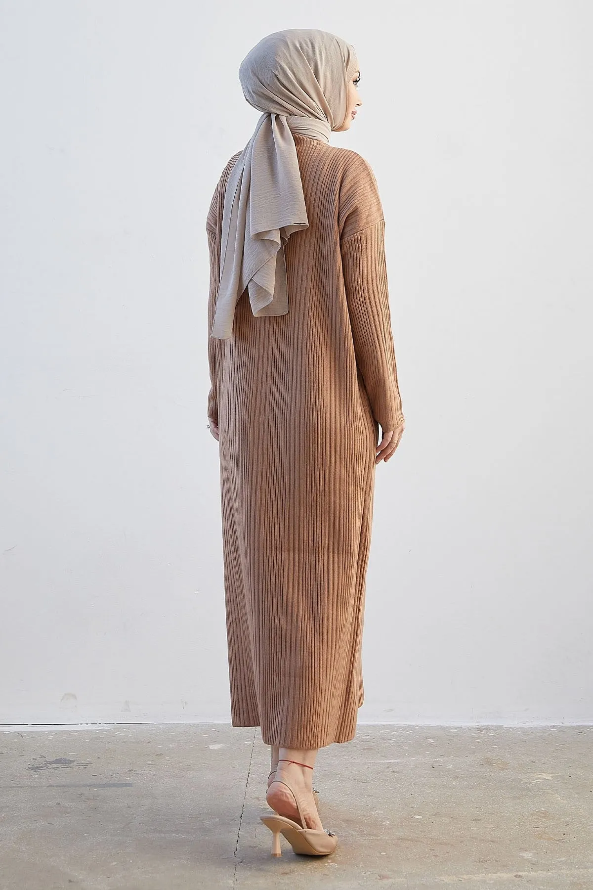 MDS Women Arissa Fisherman Collar Long Knit Dress - Camel - Vineland
