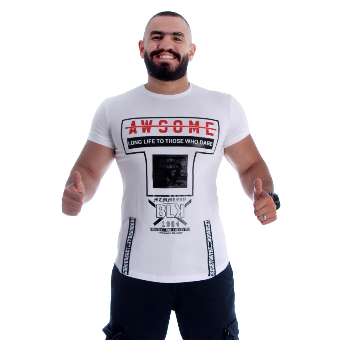 Men T-shirt- white / made in Turkey -3355