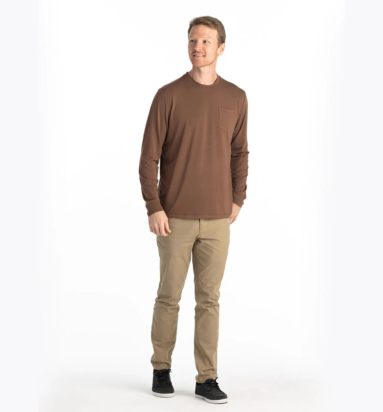 Men's Bamboo Flex Long Sleeve Pocket Tee - Mustang