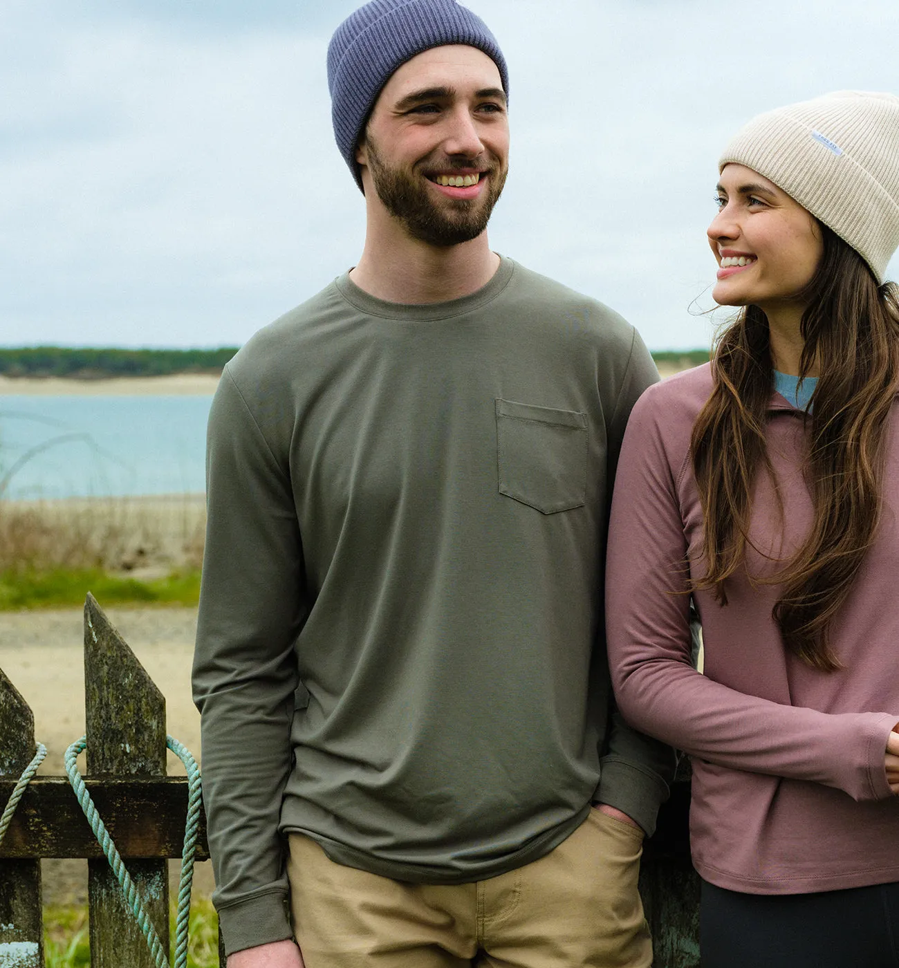 Men's Bamboo Flex Long Sleeve Pocket Tee - Mustang
