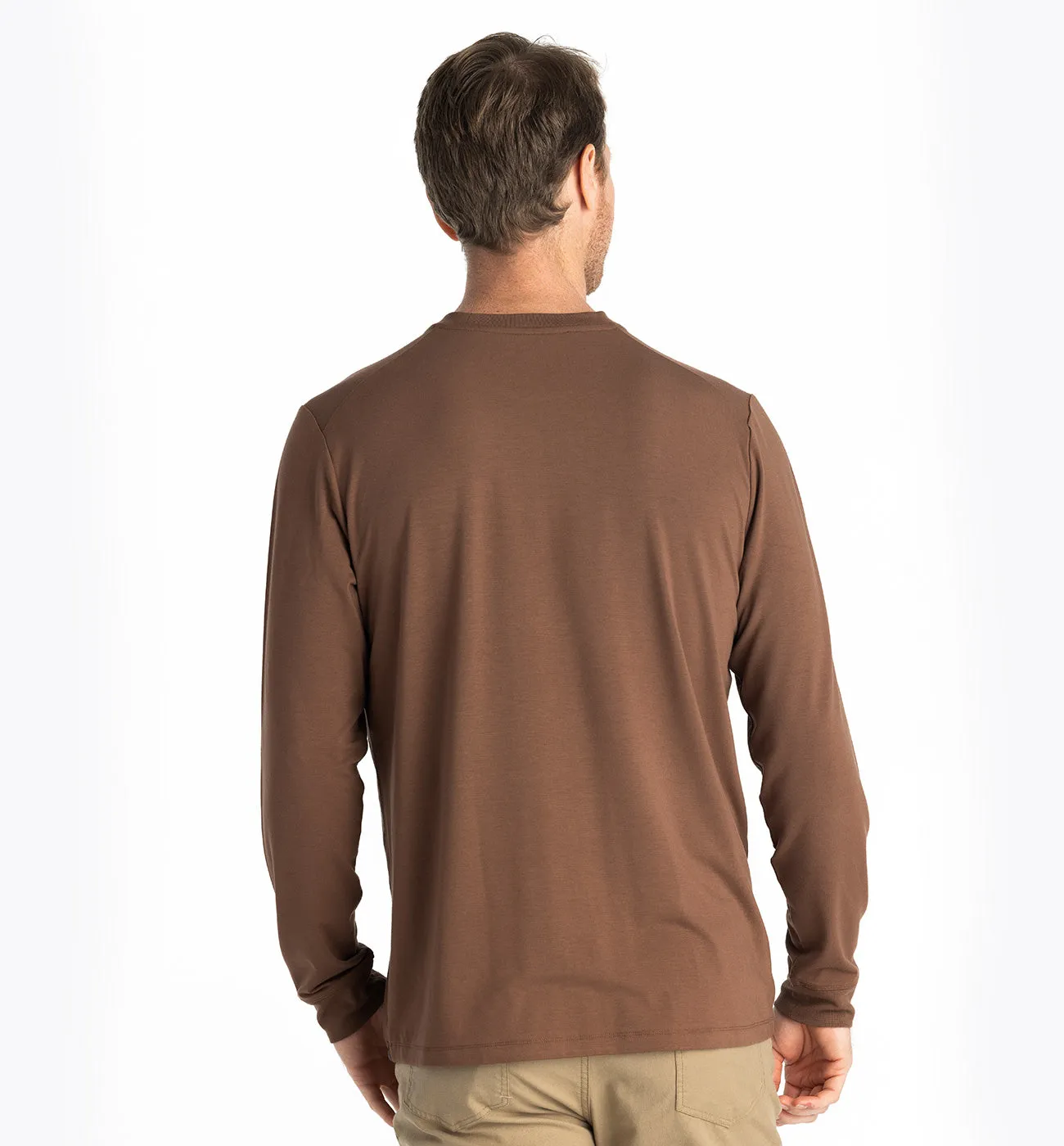 Men's Bamboo Flex Long Sleeve Pocket Tee - Mustang