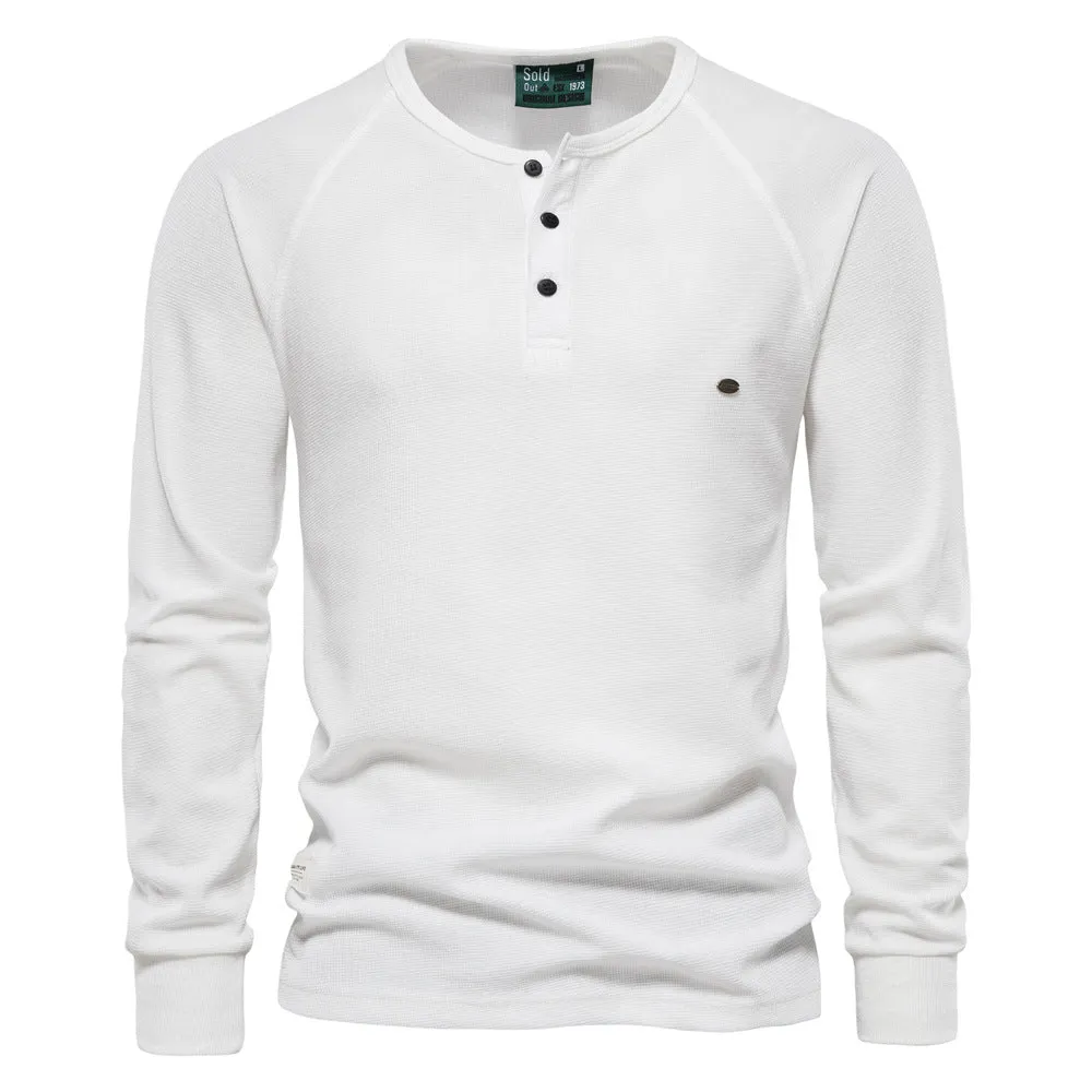 Men's Bottoming Shirt Henley Collar Long Sleeve T-Shirt