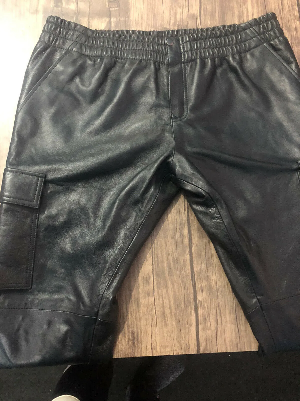 Mens Cargo Genuine Leather Trouser Pants Sheep Leather Light Weight Durable
