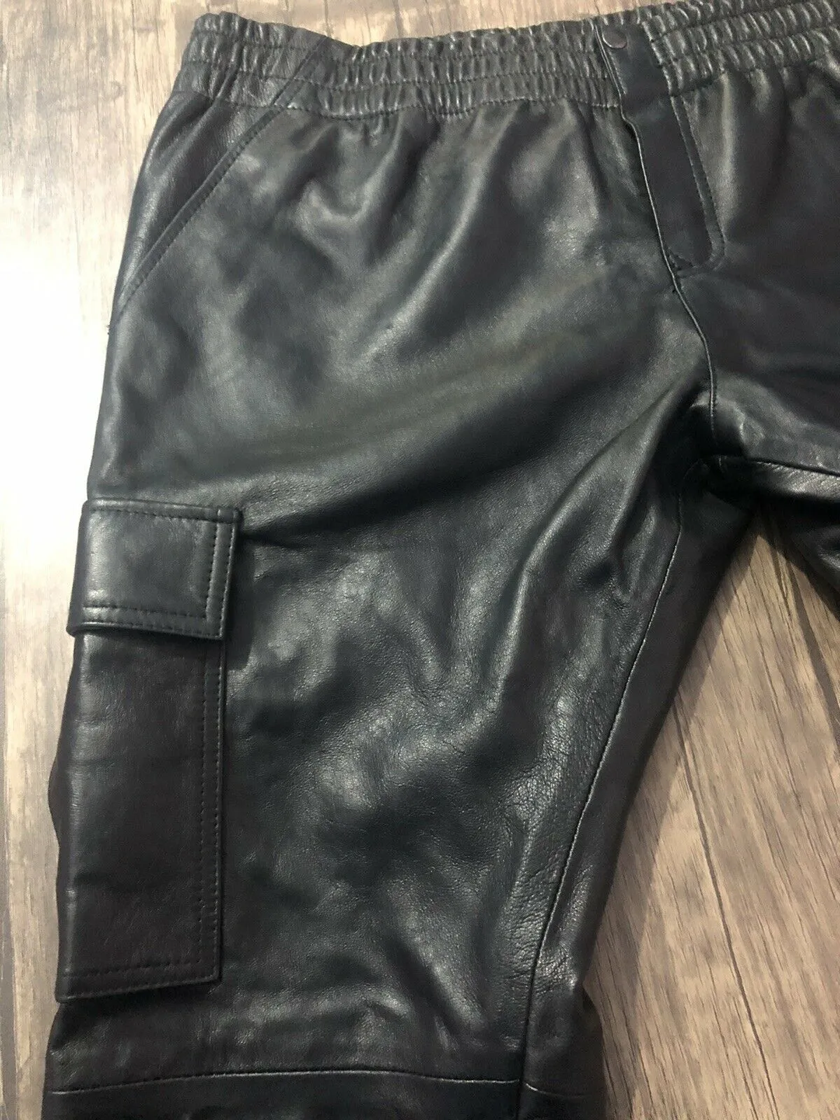 Mens Cargo Genuine Leather Trouser Pants Sheep Leather Light Weight Durable