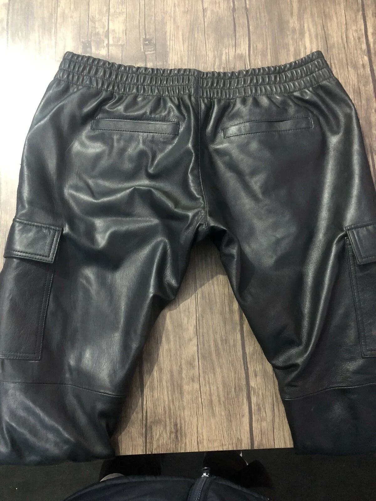 Mens Cargo Genuine Leather Trouser Pants Sheep Leather Light Weight Durable