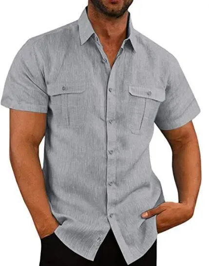 Men's Short Sleeve Casual Wide Collar Shirt - GlamzLife