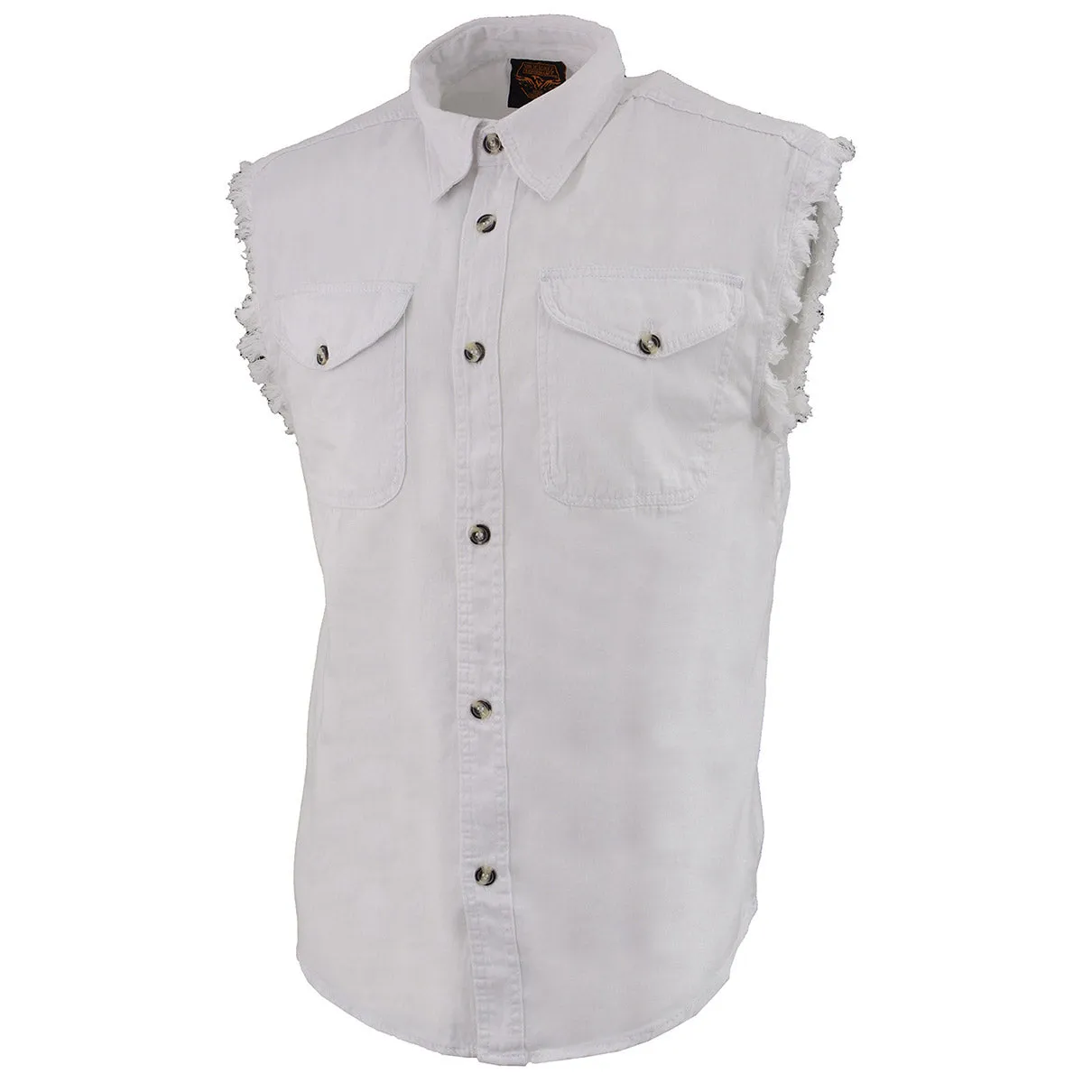 Milwaukee Leather DM4006 Men's White Denim Lightweight Shirt with