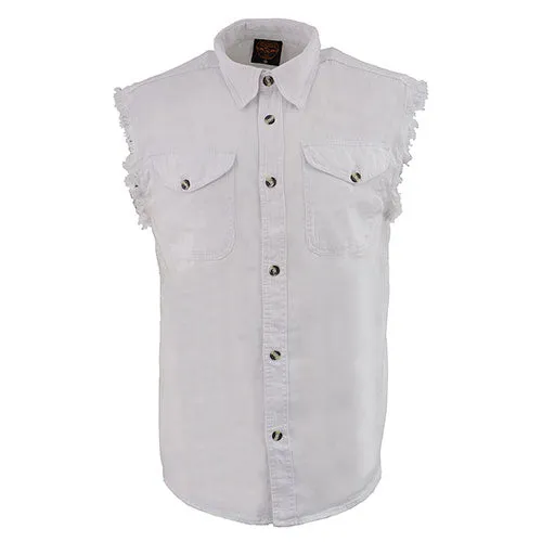 Milwaukee Leather DM4006 Men's White Denim Lightweight Shirt with