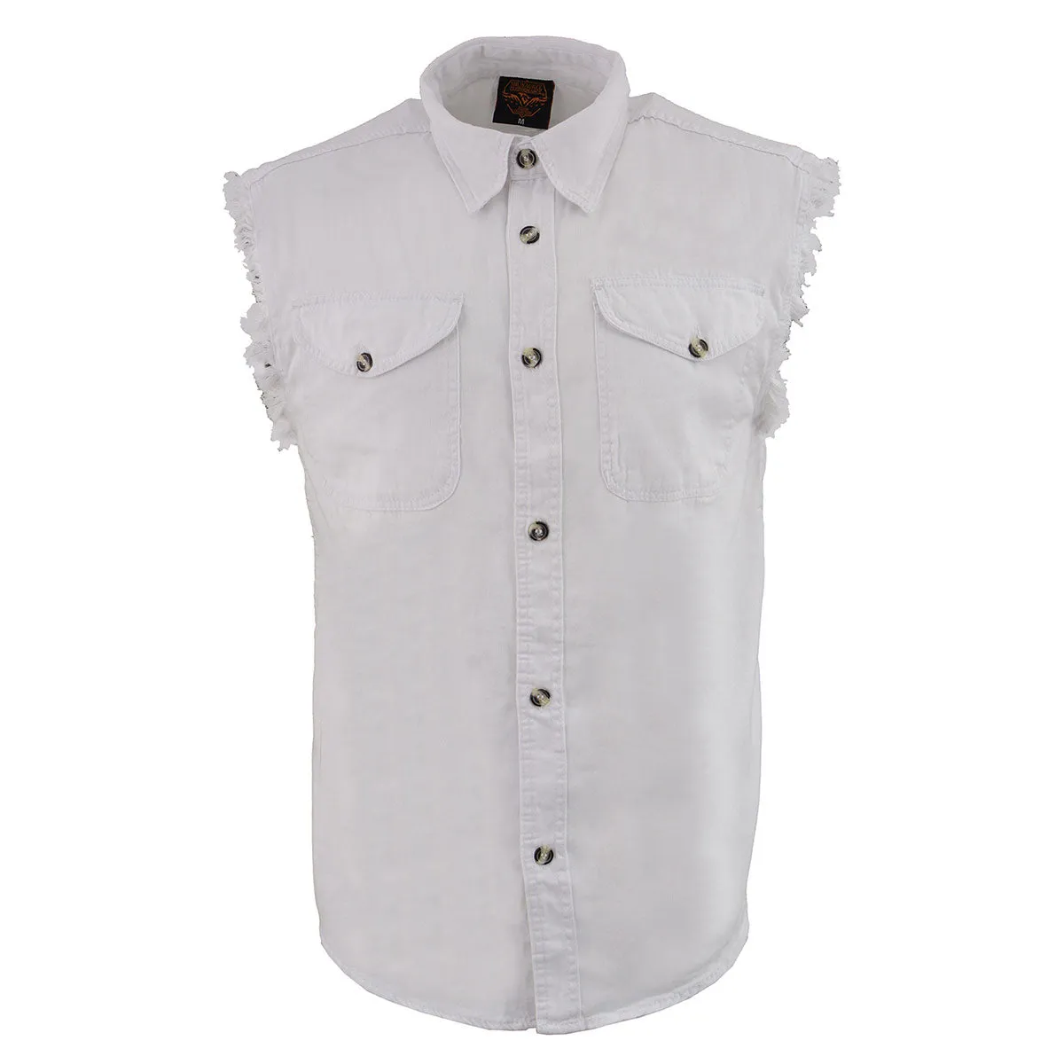 Milwaukee Leather DM4006 Men's White Denim Lightweight Shirt with