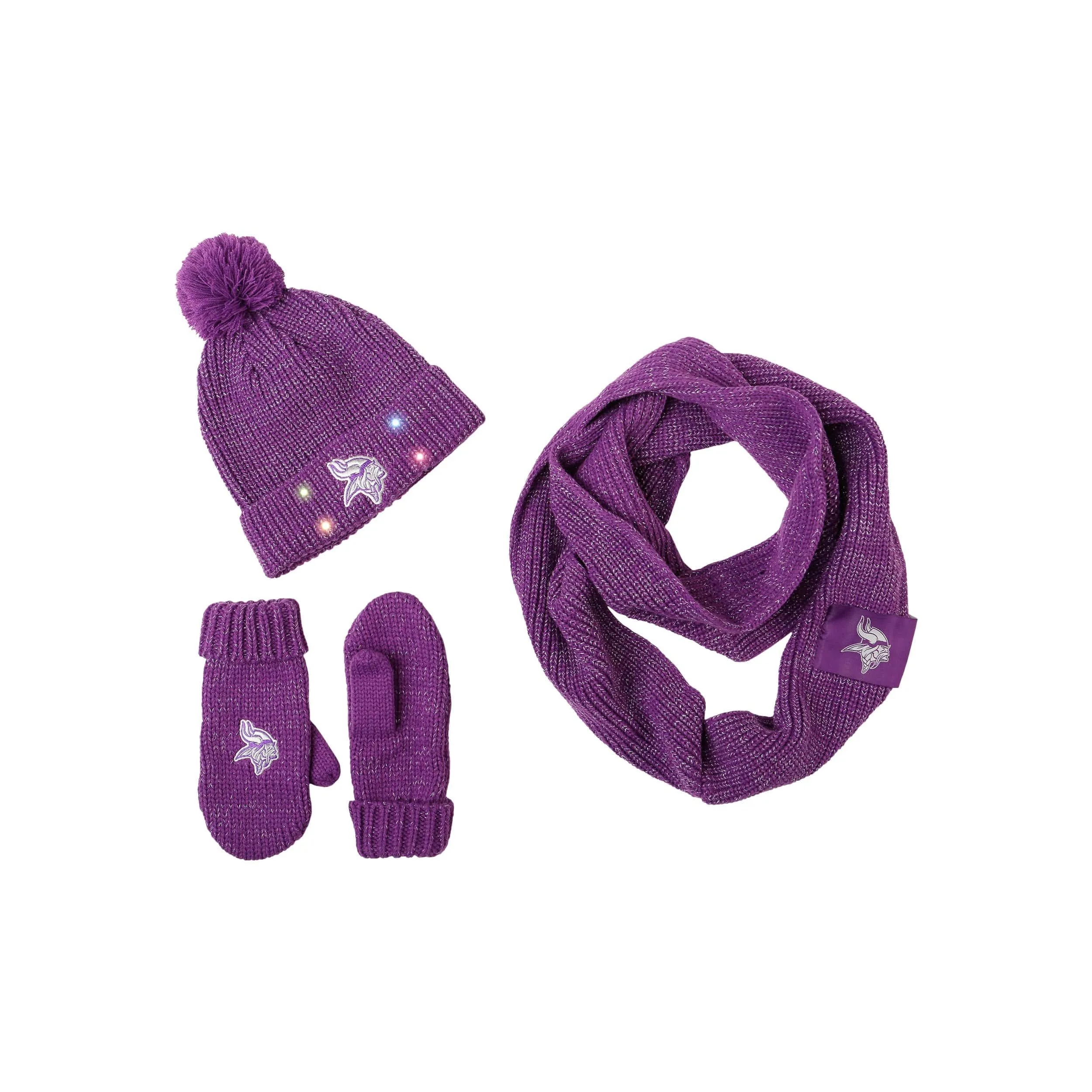 Minnesota Vikings NFL Womens Glitter Knit Cold Weather Set