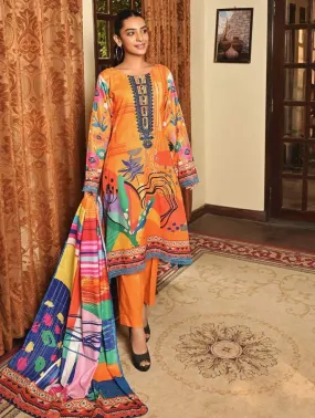 Mirha Printed Unstitched Lawn Pakistani Suit with Embroidery