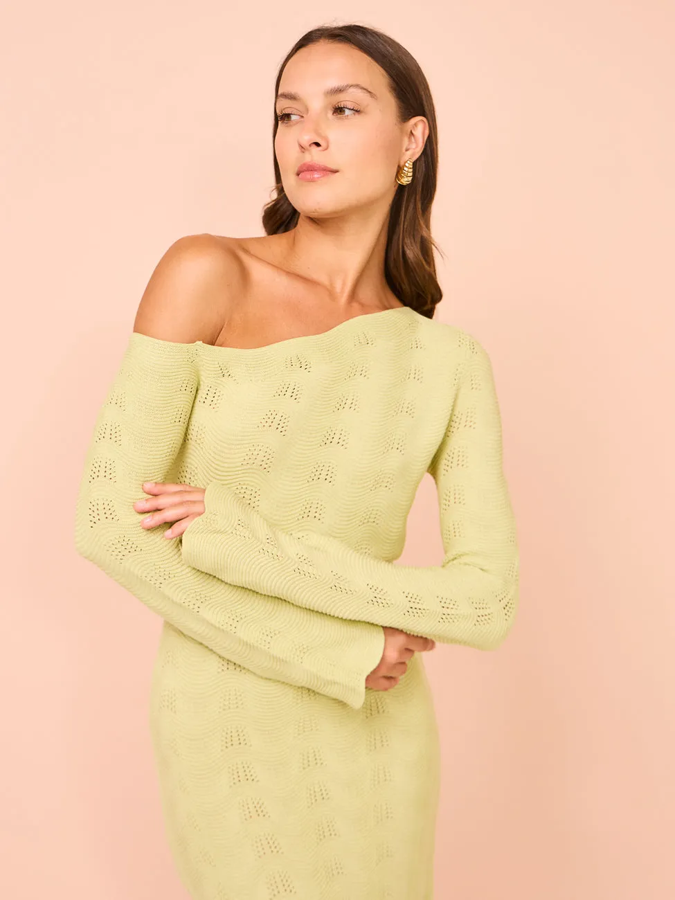 Mon Renn Waves Midi Dress in Green