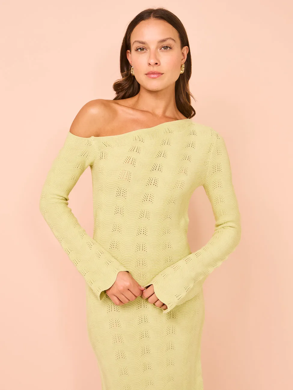 Mon Renn Waves Midi Dress in Green