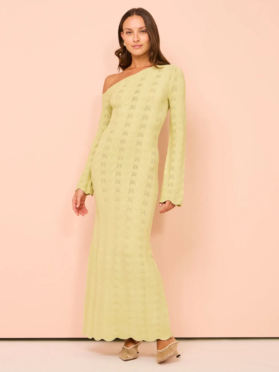 Mon Renn Waves Midi Dress in Green