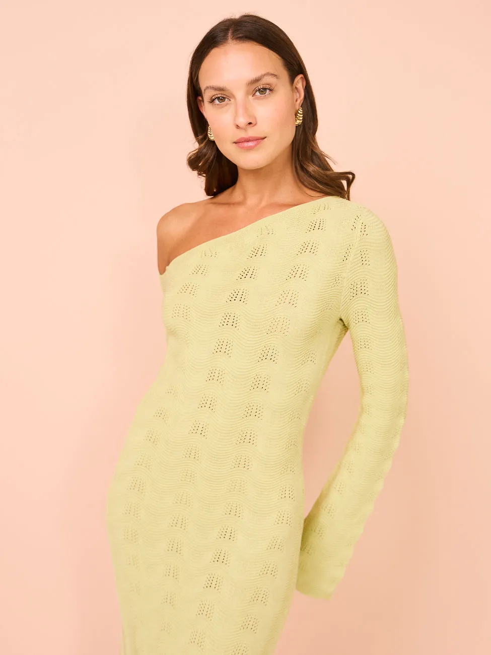 Mon Renn Waves Midi Dress in Green