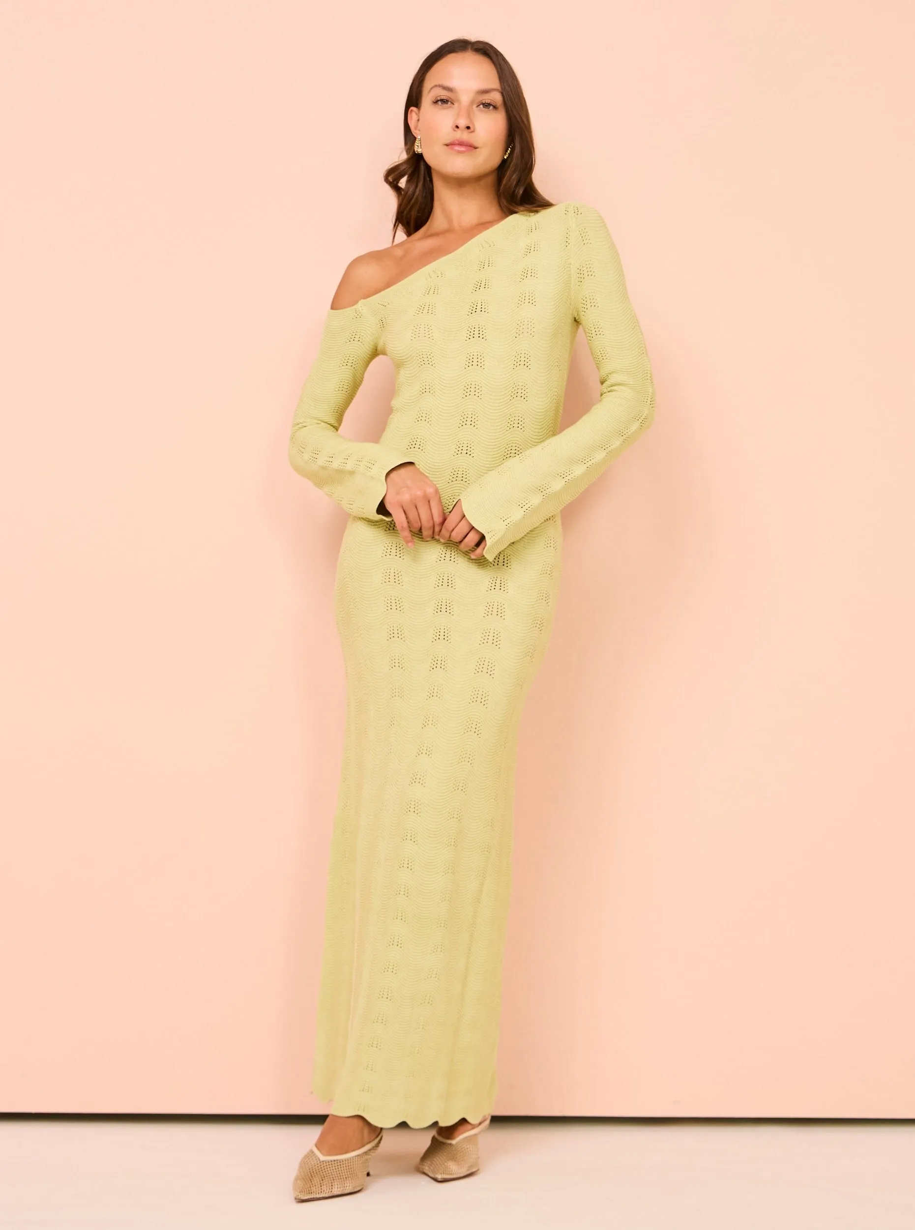 Mon Renn Waves Midi Dress in Green