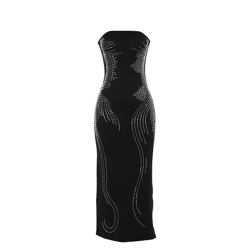 Monica Sparkle Off-shoulder Sexy Maxi Dress