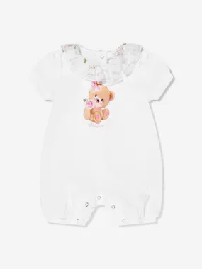 Monnalisa Baby Girls Bear Romper in White