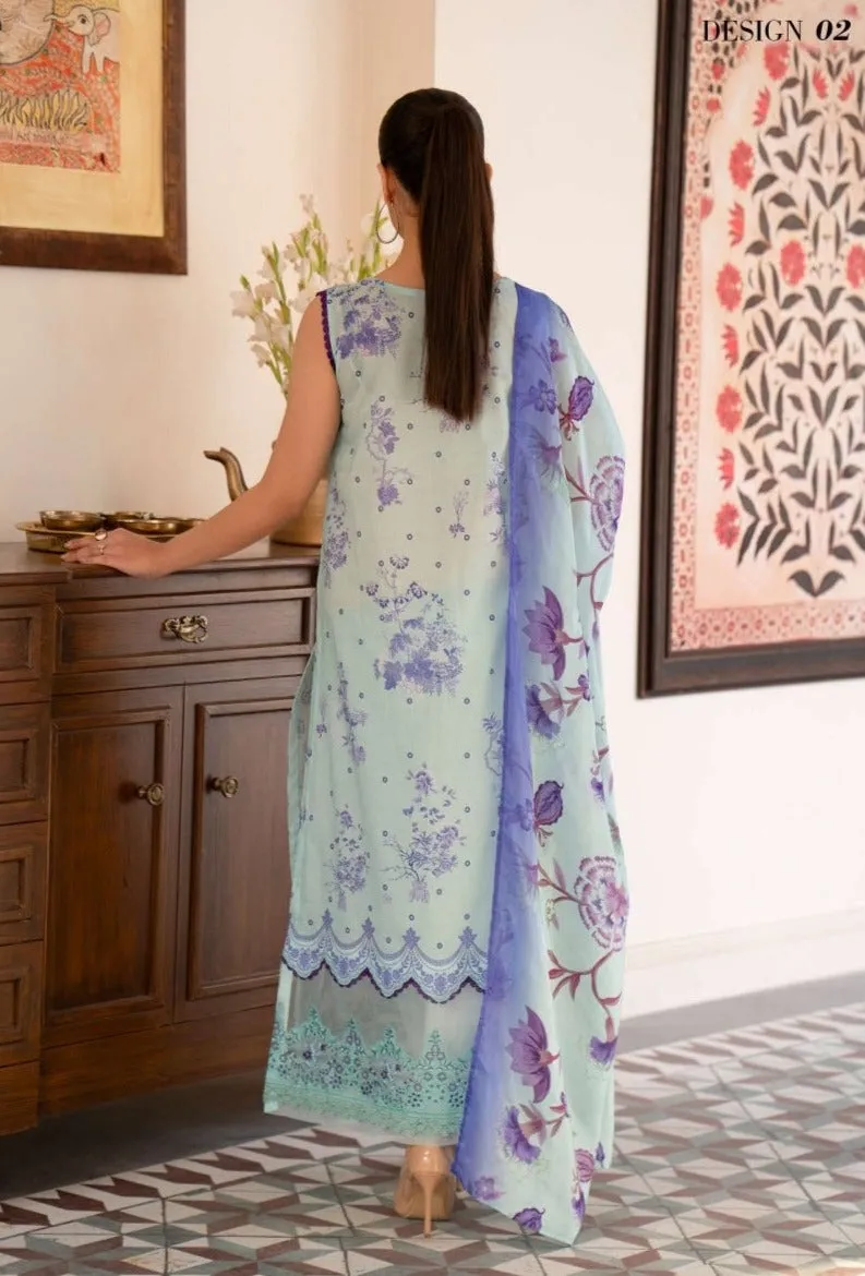 Morja Embroidered Lawn with Silk Dupatta by GullJee – Design-02