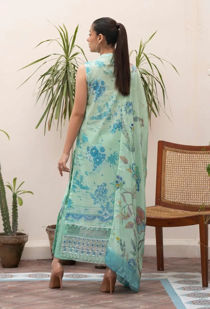 Morja Embroidered Lawn with Silk Dupatta by GullJee – Design-10