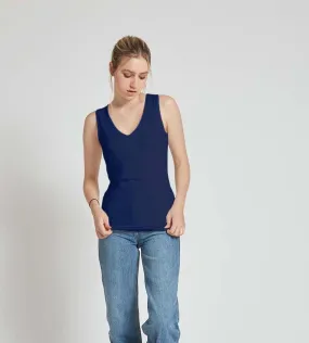Motion Sleeveless V-Neck Basic Tank Top-Navy