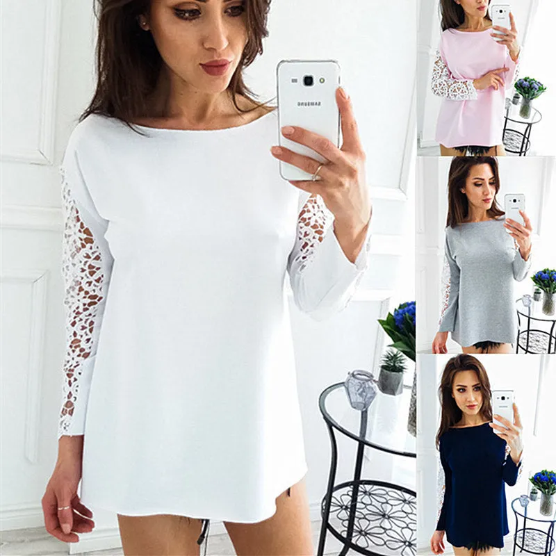 New Lace Stitching Long Sleeved Shirt Bottoming Shirt