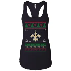 New Orleans Saints Logo Football Teams Ugly Christmas Sweater Women Tank