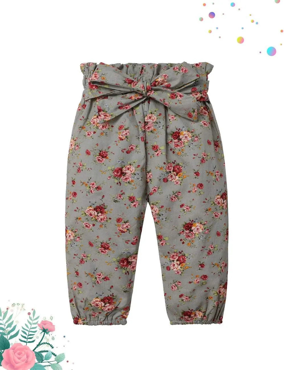 Newborn Baby Girl Outfit – Ribbed Ruffle Sleeve Romper, Floral Pants, and Headband 3PC Set
