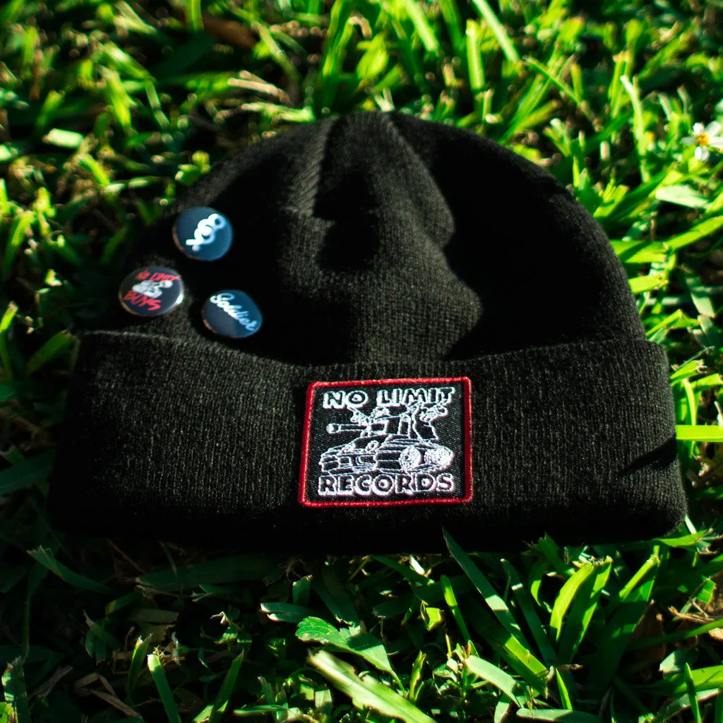 No Limit Tank Custom Hip Hop Patch Beanie with Pins Black