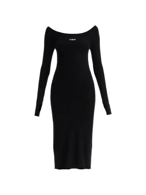 Off-Shoulder Knit Midi Dress