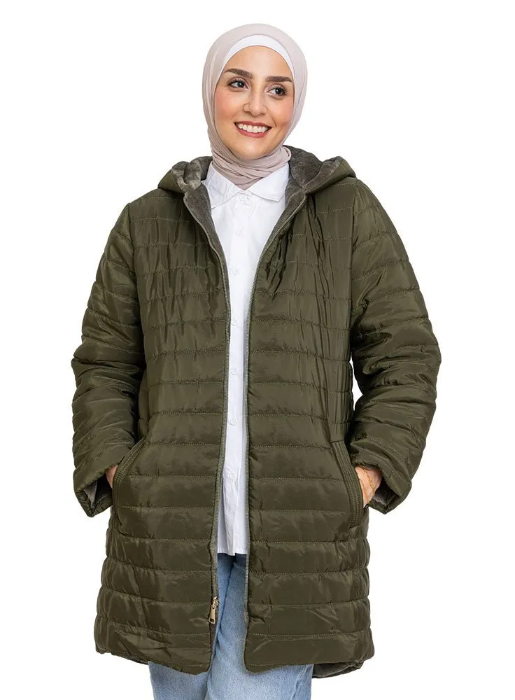 Olive Long-Double Face Jacket