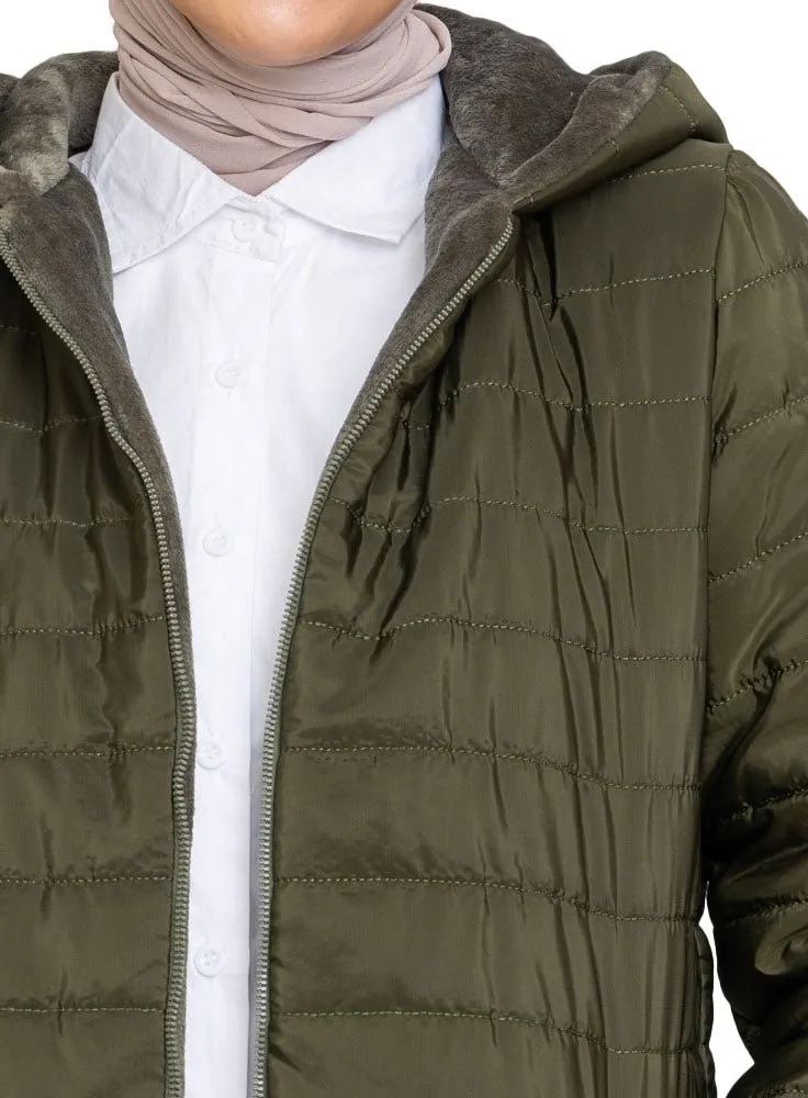 Olive Long-Double Face Jacket