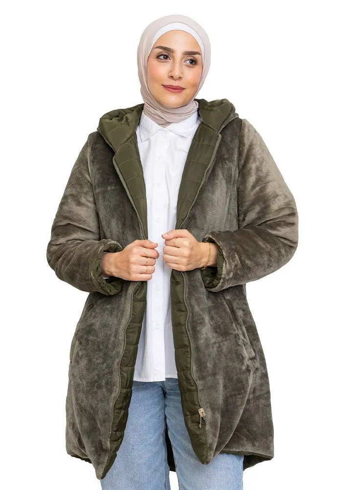 Olive Long-Double Face Jacket
