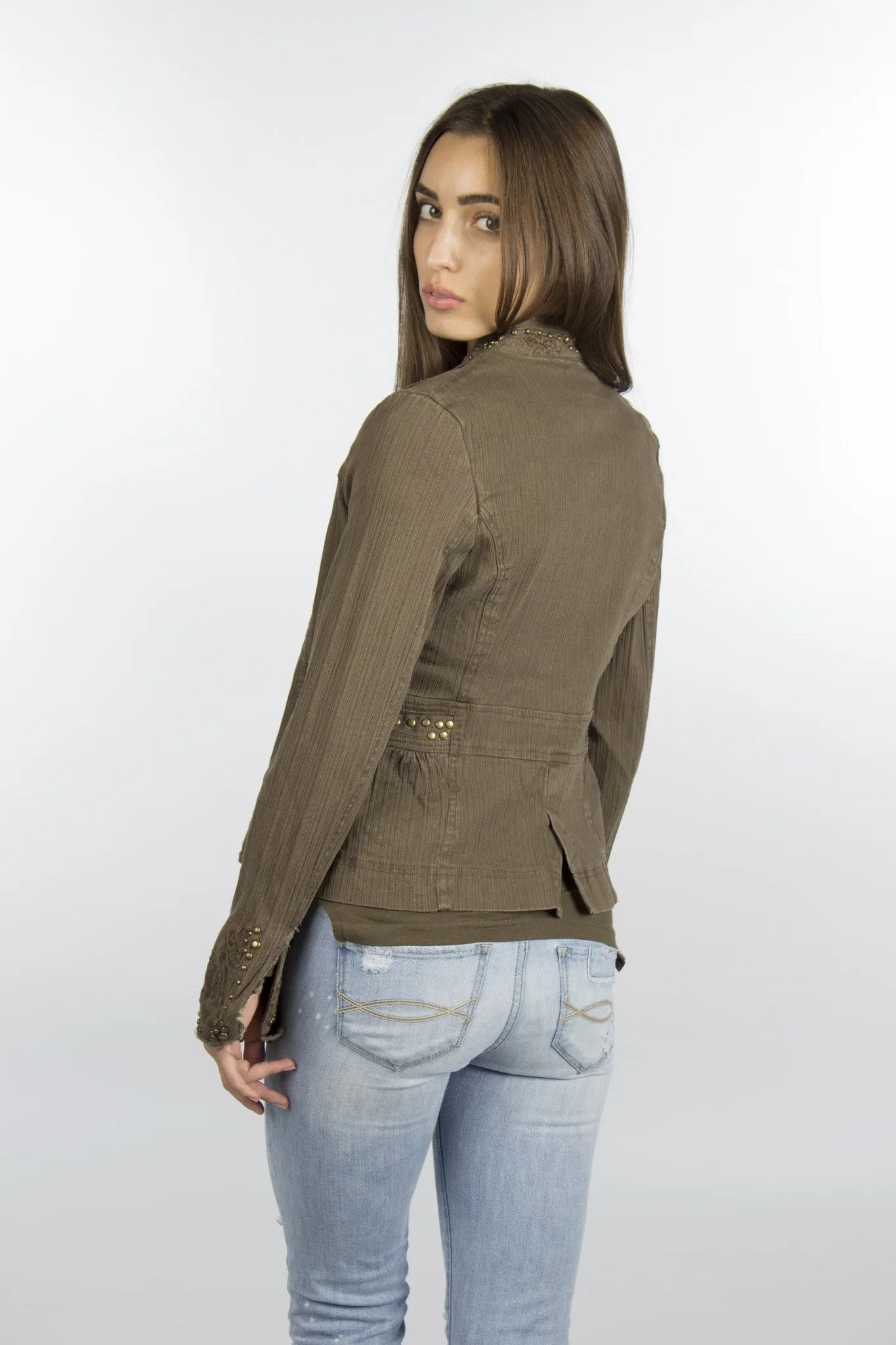 Olive Studded Jacket-511
