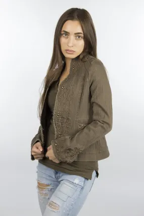 Olive Studded Jacket-511