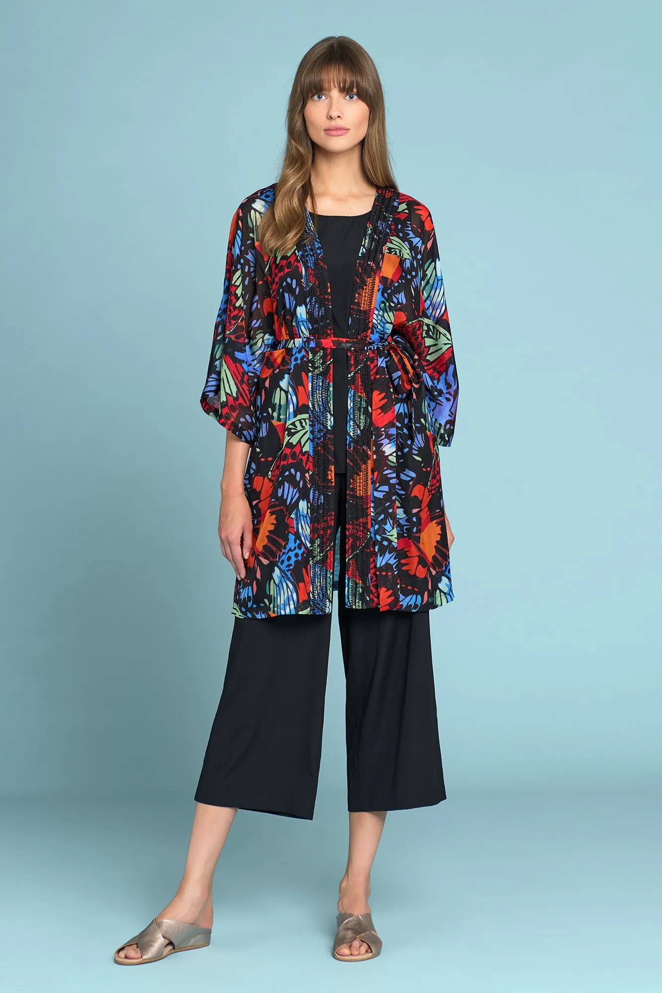 Olivia Newton-John Silk Kimono - Rainbow Butterfly