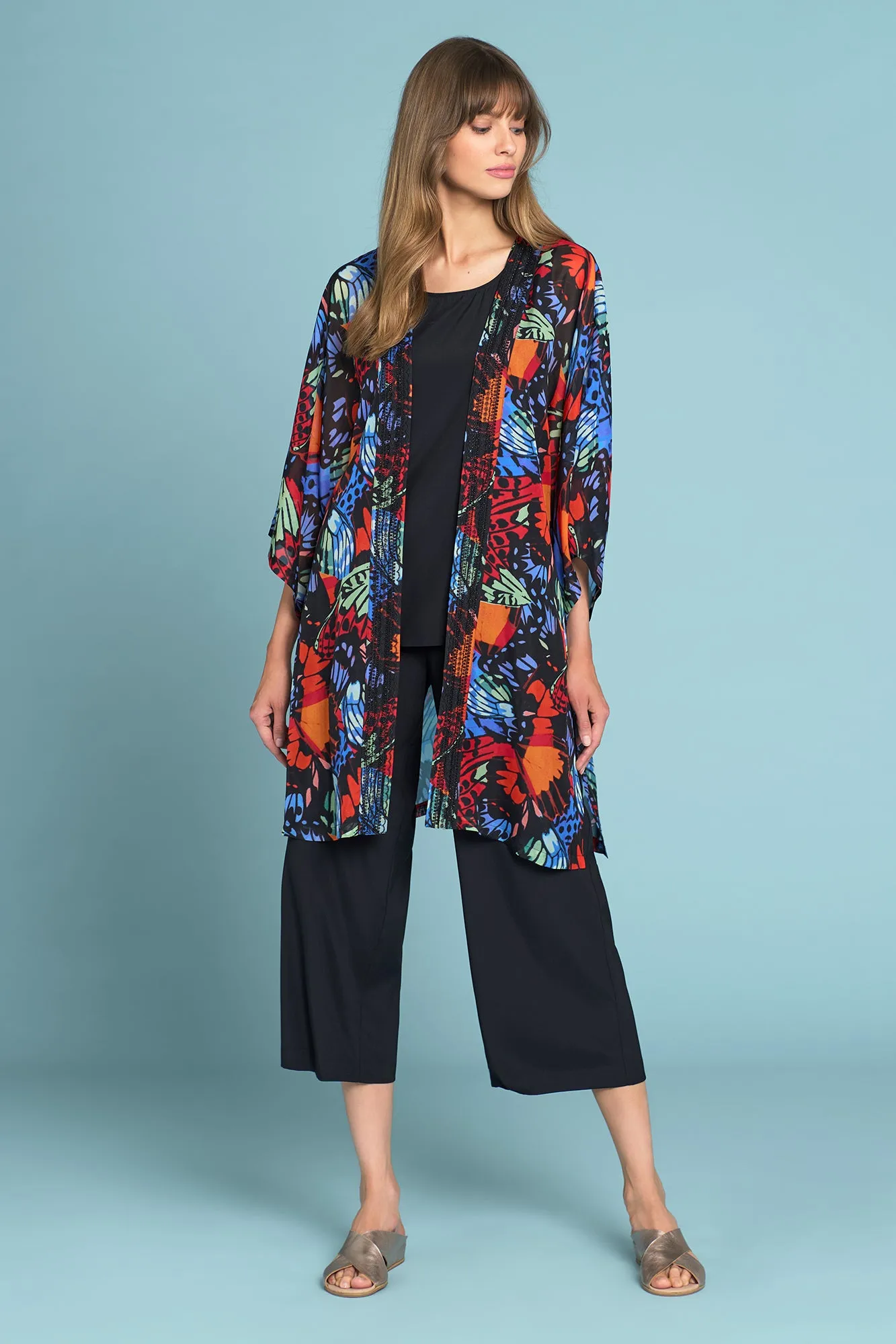 Olivia Newton-John Silk Kimono - Rainbow Butterfly