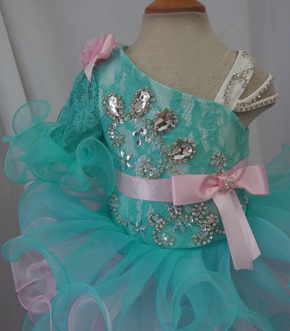 One Sleeve Little Girl/Baby Miss/Child/Toddler Cupcake Pageant Dress