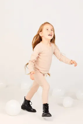 Organic Cotton Rib Henley in Blush