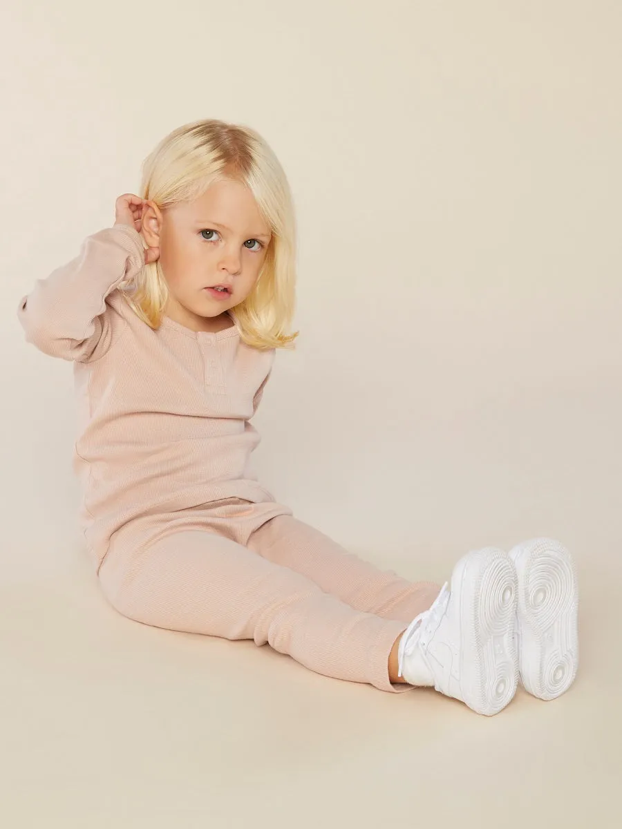 Organic Cotton Rib Henley in Blush