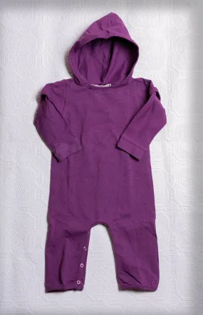 Organic Hooded Romper Onesie - Purple