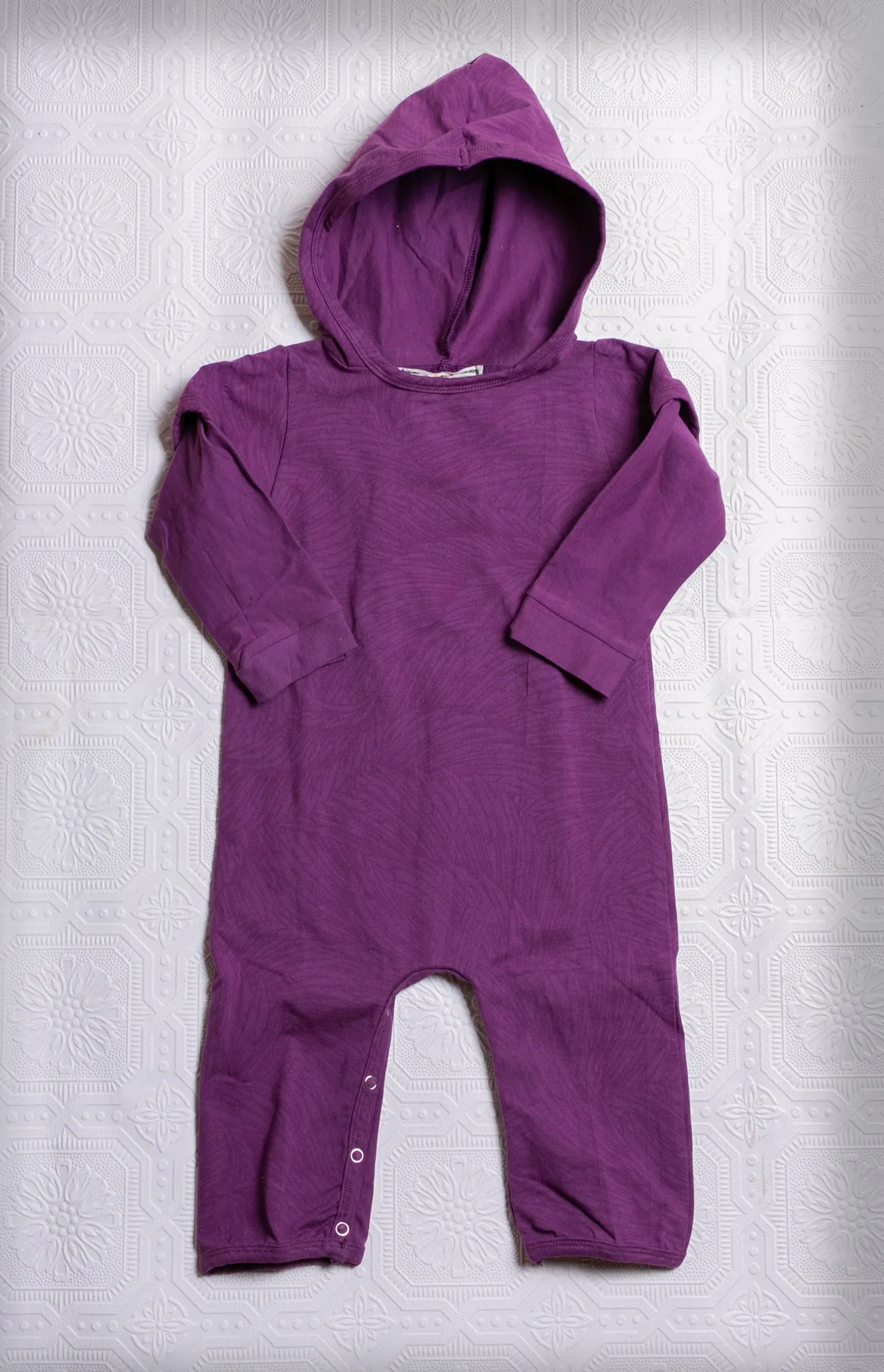 Organic Hooded Romper Onesie - Purple