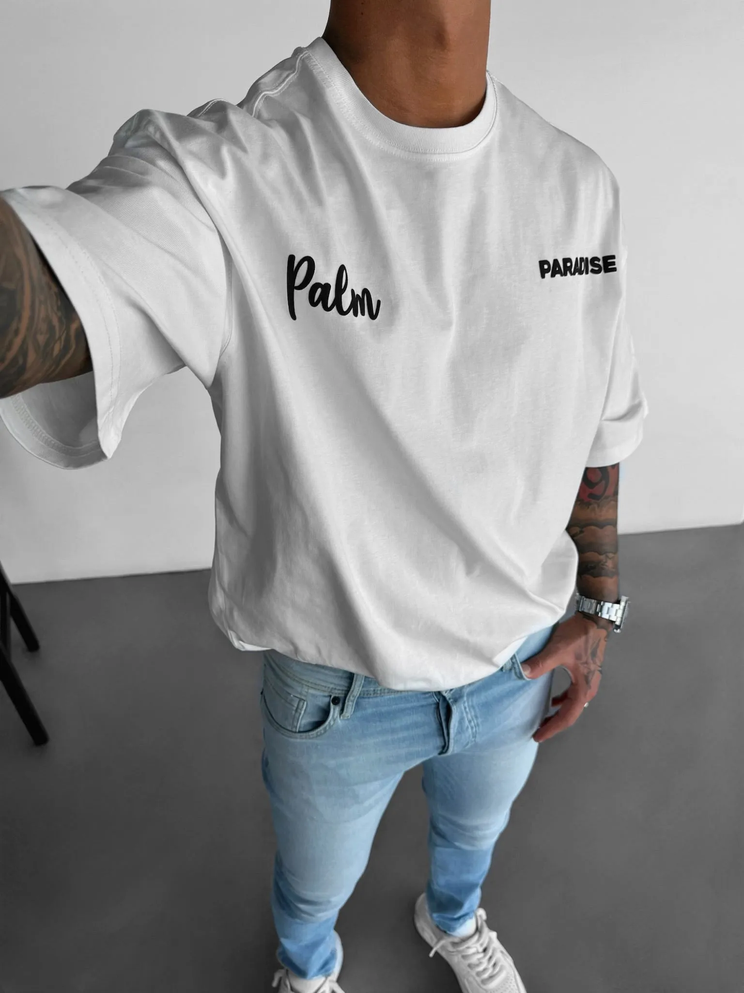 Oversize Palm Paradise T-shirt - Ecru
