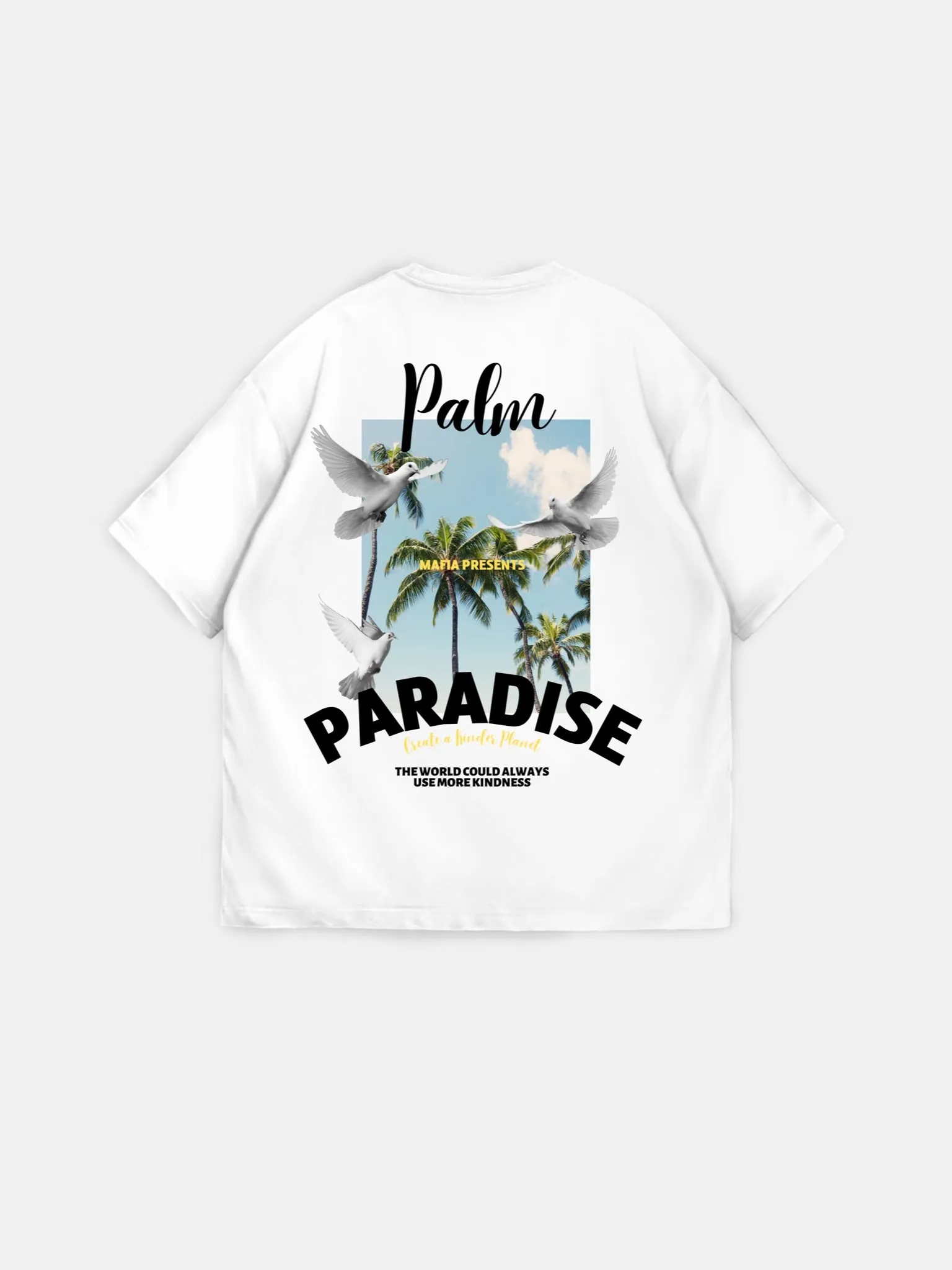 Oversize Palm Paradise T-shirt - Ecru