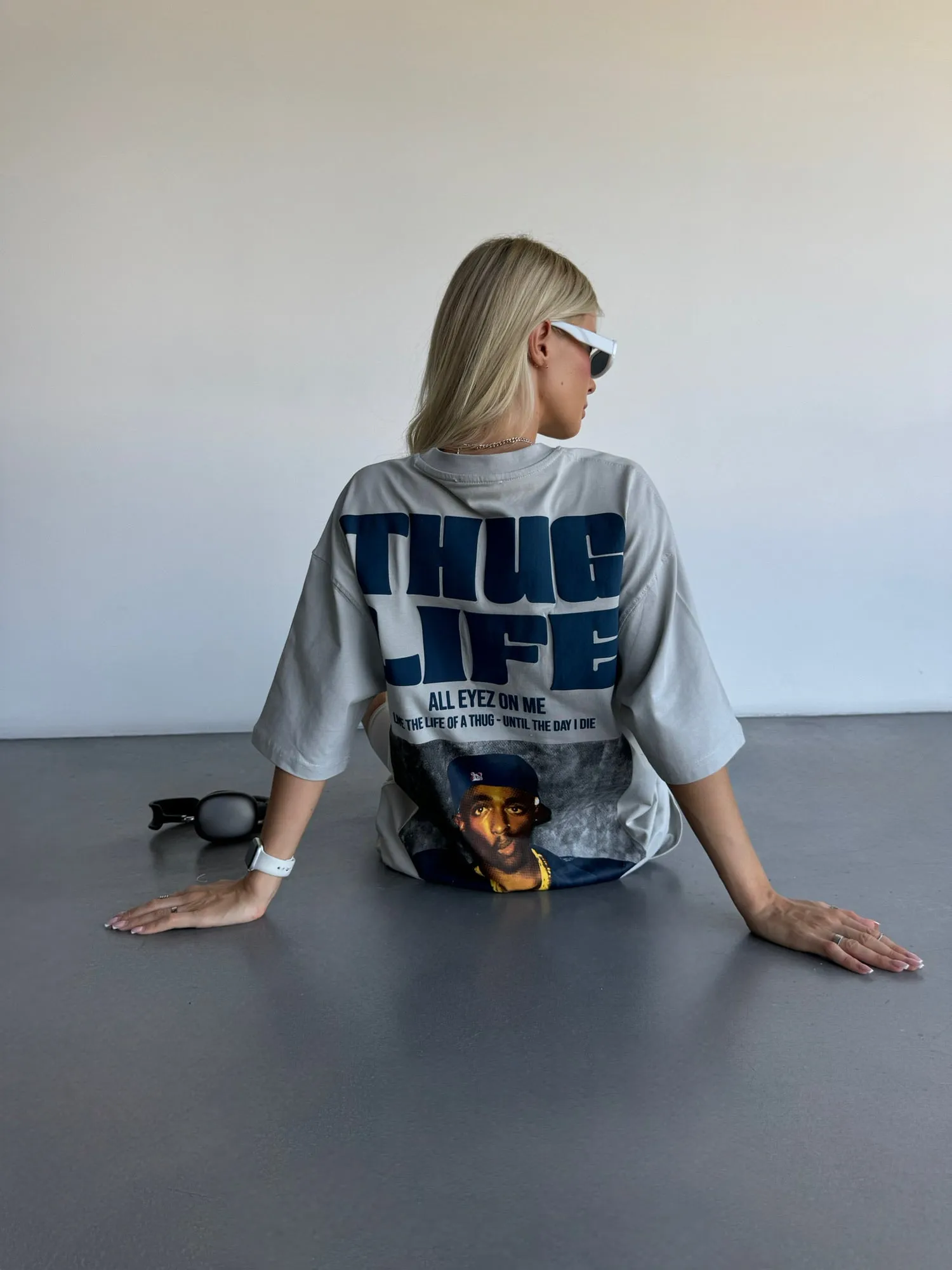 Oversize Thug Life T-Shirt - Grey