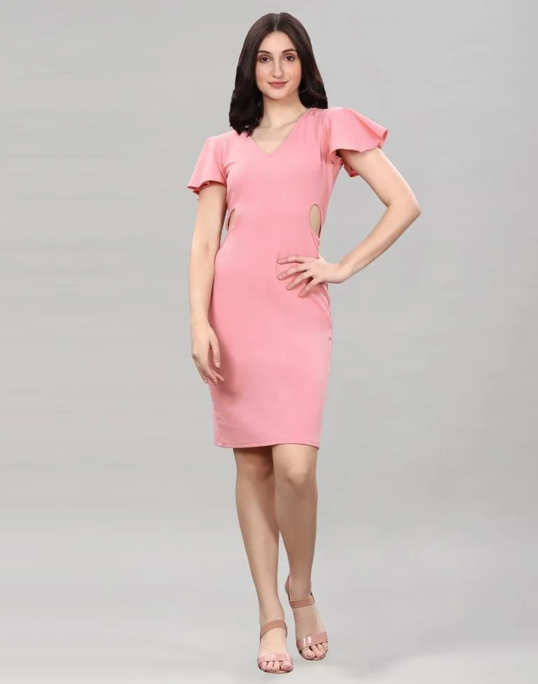 Peach Bell Sleeve Bodycon Dress