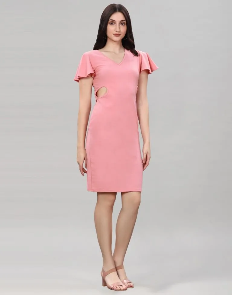Peach Bell Sleeve Bodycon Dress