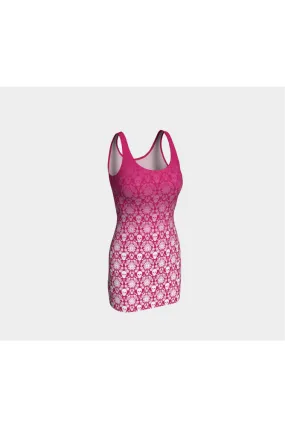 Peacock Pink Skull Print Bodycon Dress