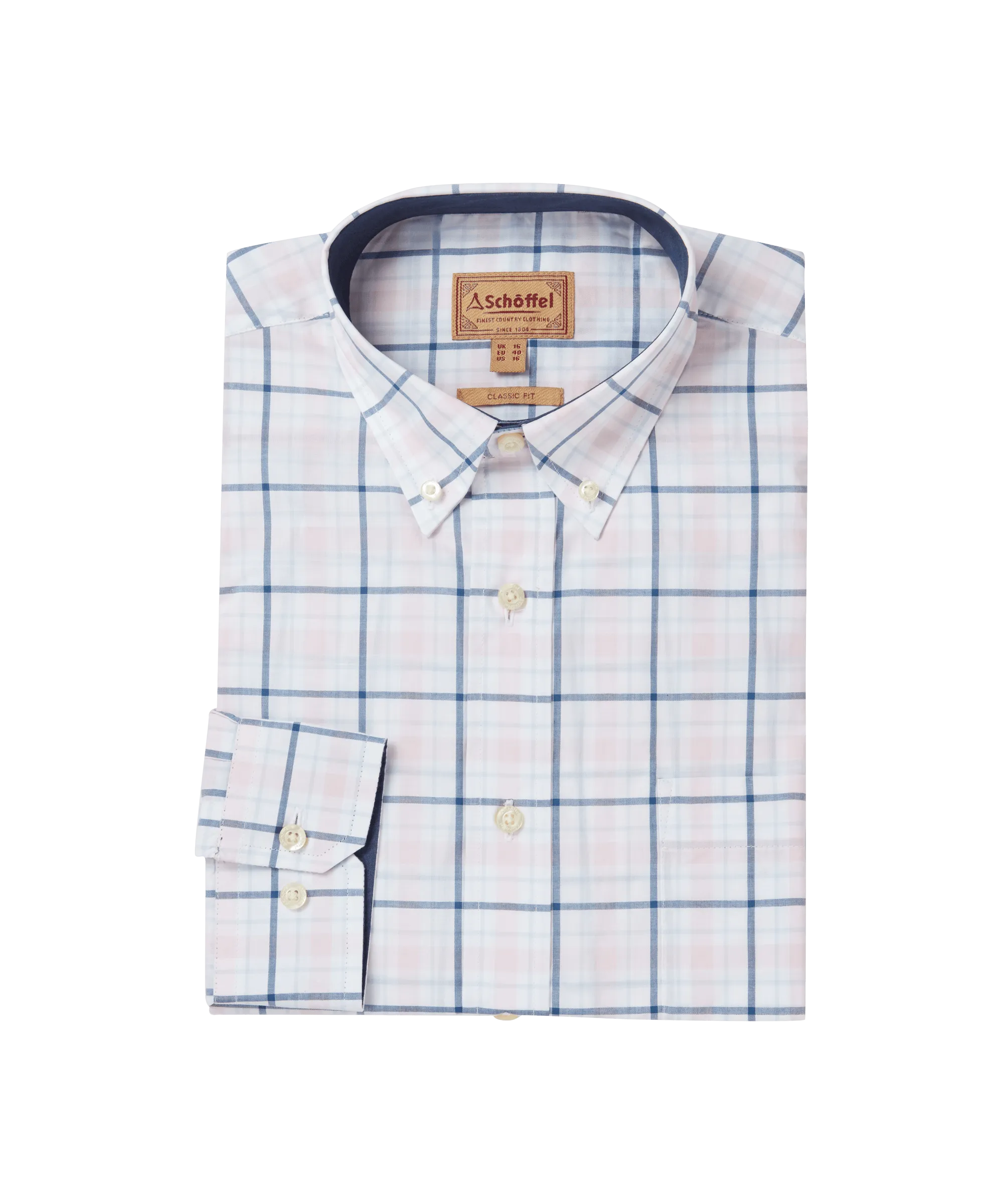 Polstead Classic Shirt - French Navy/Pale Blue/Pale Pink