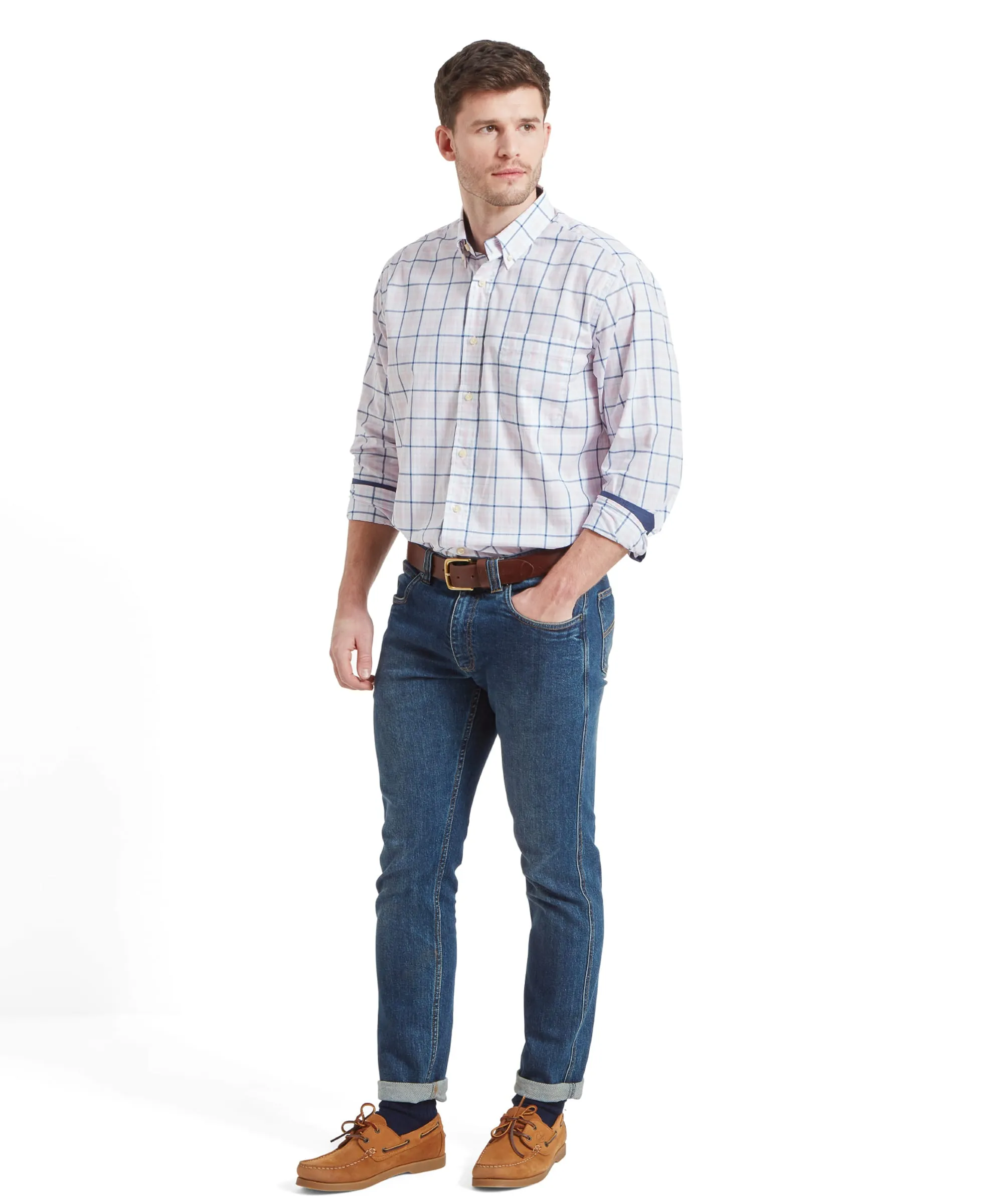 Polstead Classic Shirt - French Navy/Pale Blue/Pale Pink